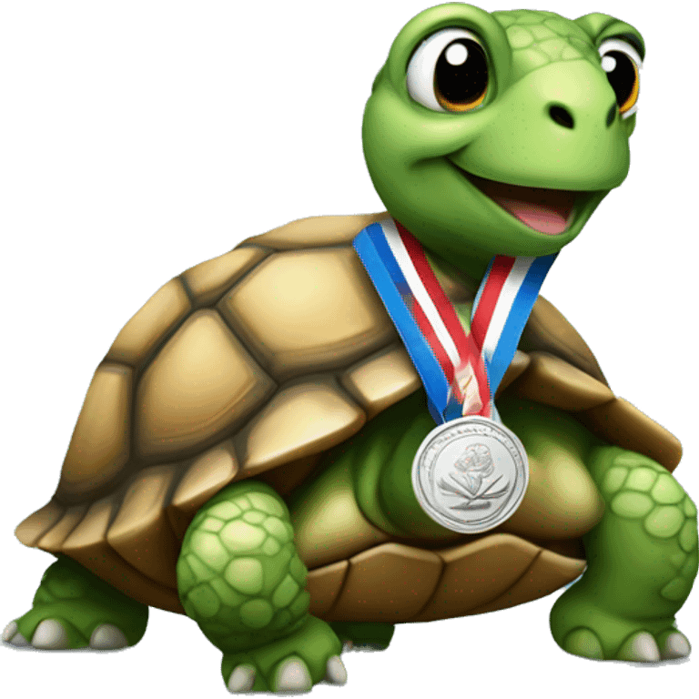 Tortoise with silver medal emoji