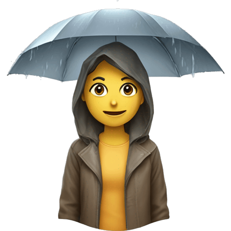 Loira cacheada com capa de chuva  emoji