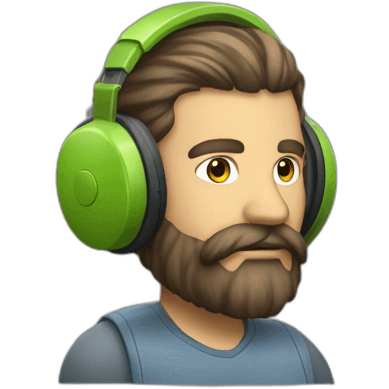 Personne qui joue sur un PC avec un casque quelque poile de barbe exemple 18às emoji