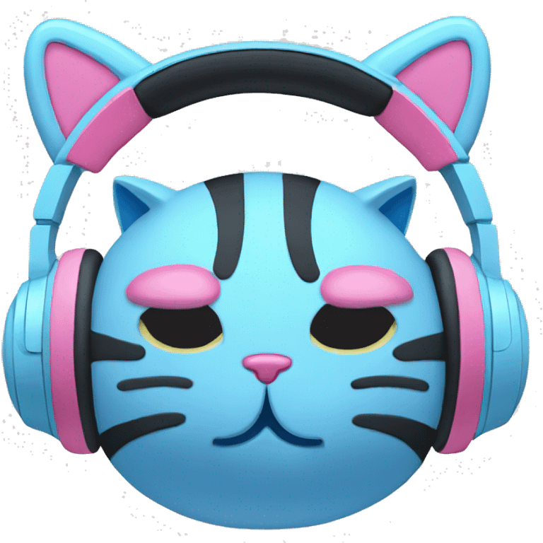 light blue and pink headphones with cat ears on them emoji