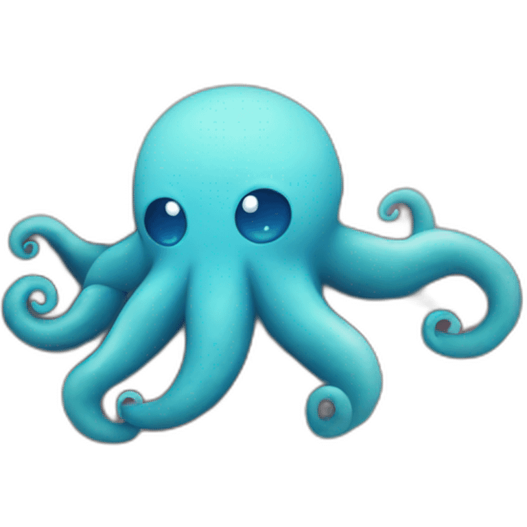 Cute blue kraken making heart emoji