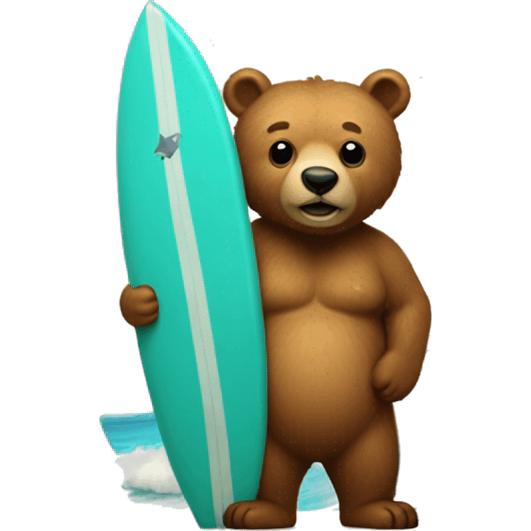 california bear with surfboard emoji