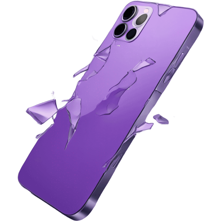 Broken Purple iPhone 14 Pro Max from dropping to the ground emoji