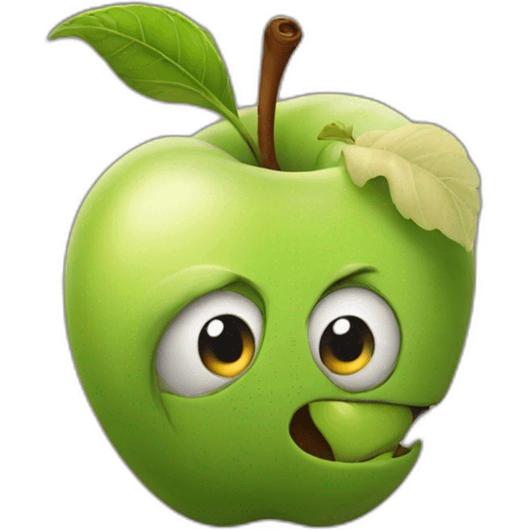 Worm inside the apple emoji