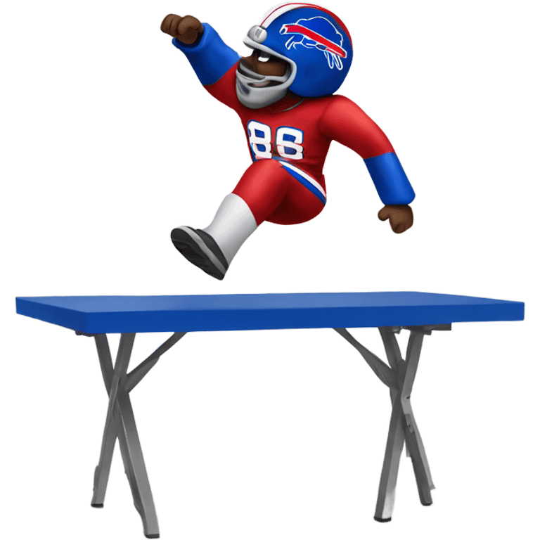 Buffalo bills fan jumping on a folding table emoji