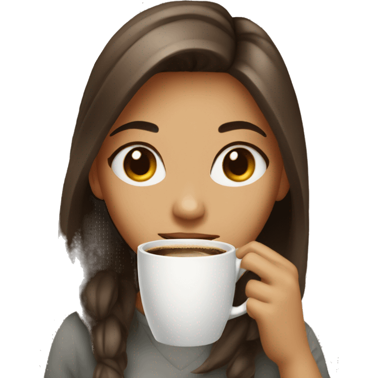 Girl Pretty face drink coffe  emoji