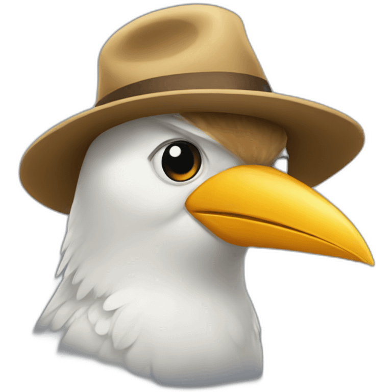 Bird using hat emoji