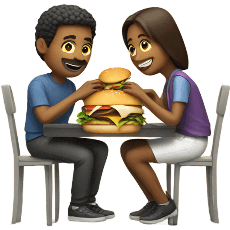 couple eating burger emoji