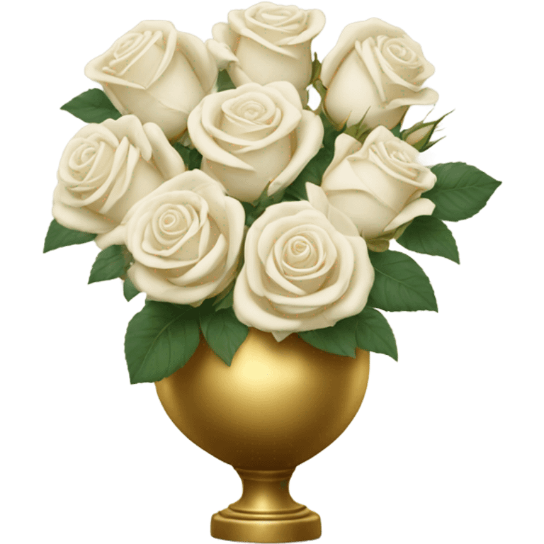 white roses in a golden vase emoji