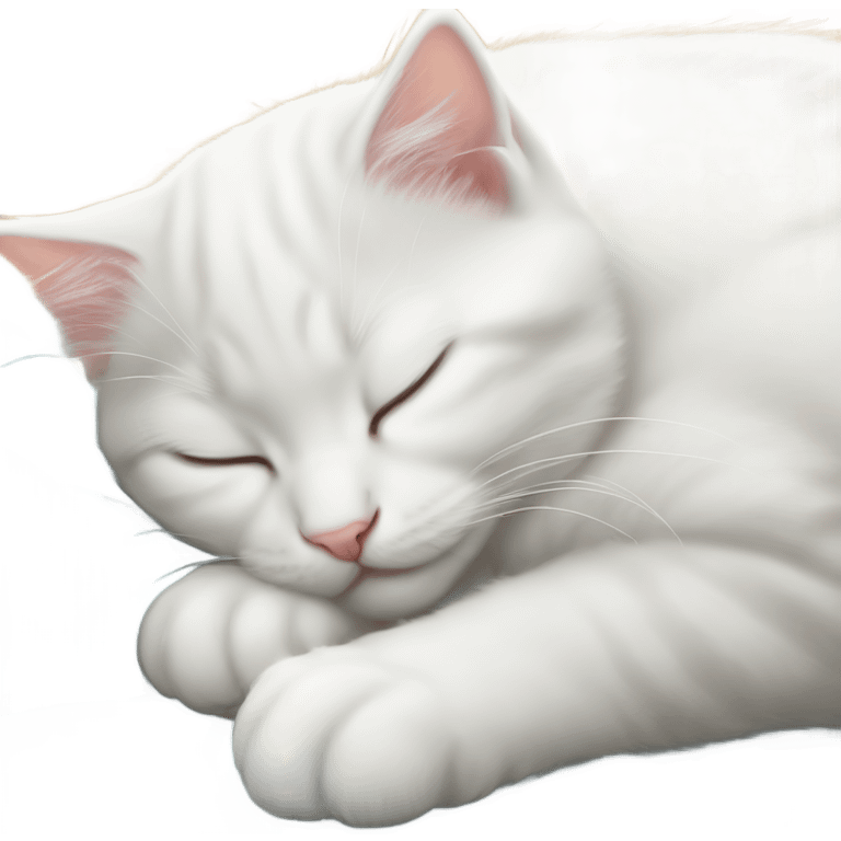 White kitten curled up sleeping emoji