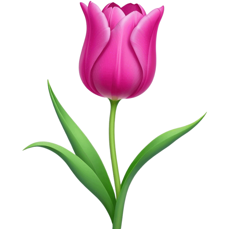 Cinematic Realistic Tulip Emoji, Elegant and simple, with soft, smooth petals in shades of pink and purple, gently curved and reaching upward. The slender green stem contrasts against the delicate bloom, while surrounding greenery adds a peaceful touch. Soft glowing outline, capturing the essence of springtime beauty and grace in a delicate tulip. emoji