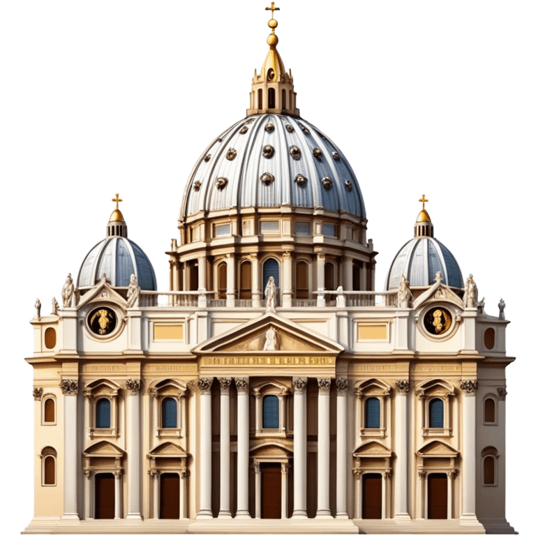 Cinematic Realistic St. Peter's Basilica Landmark Emoji, depicted with majestic, ornate architecture rendered with lifelike detail and regal lighting. emoji