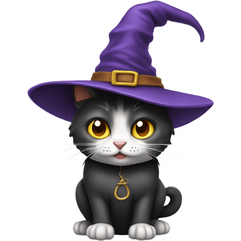 Cat with a witch hat emoji