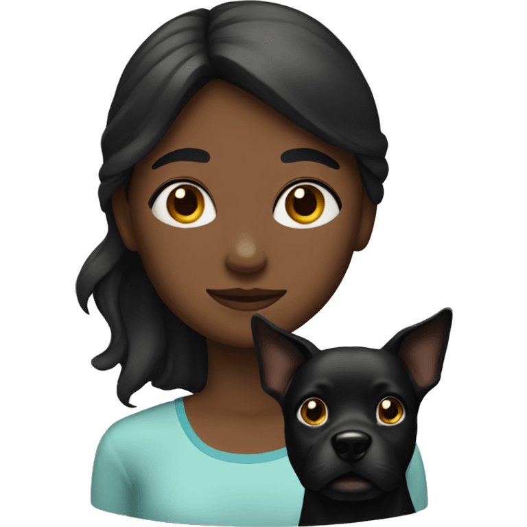 Girl with black dog emoji