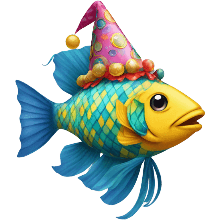 Fish with birthday hat emoji