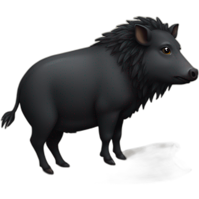 Curupira sitting on a Black boar emoji