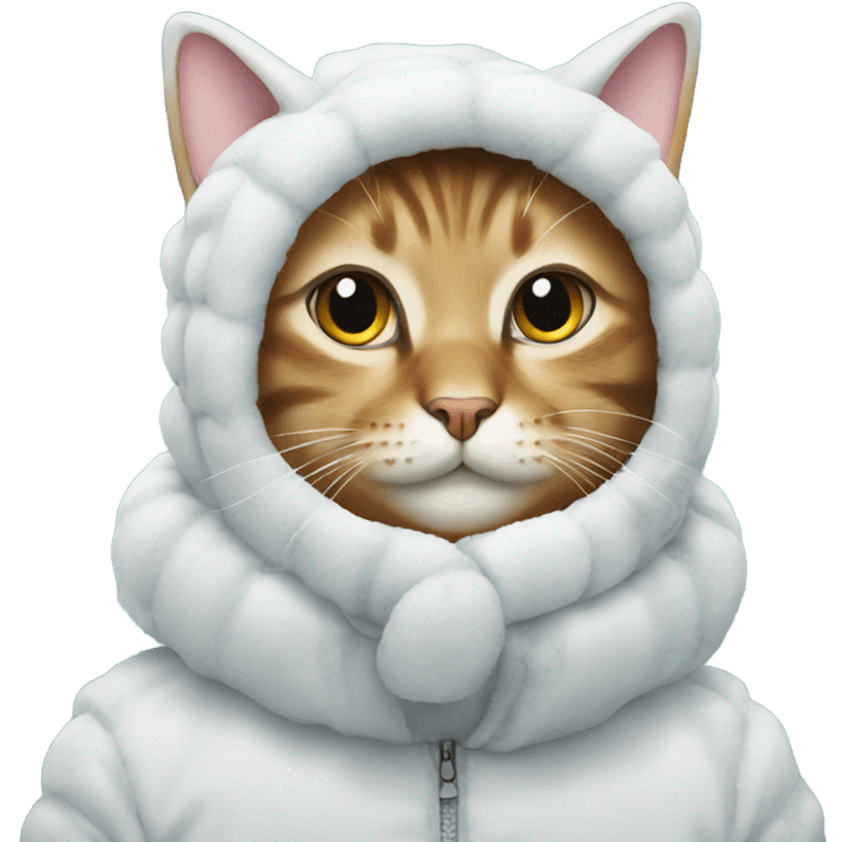 Cat wearing a snow suite emoji