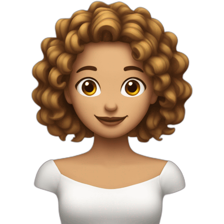 chica feliz con canas y pelo largo emoji