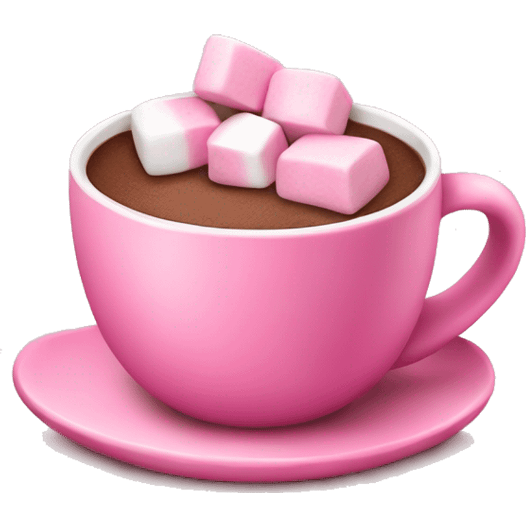 hot chocolate pink cup with marshmallows pink emoji