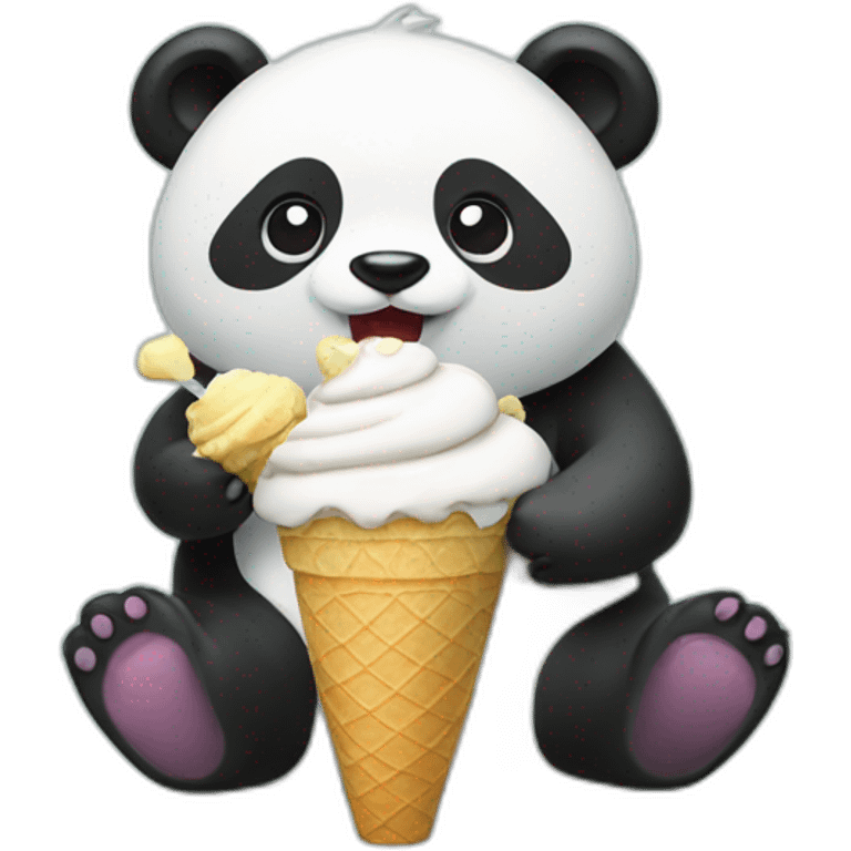 Panda eating ice cream emoji