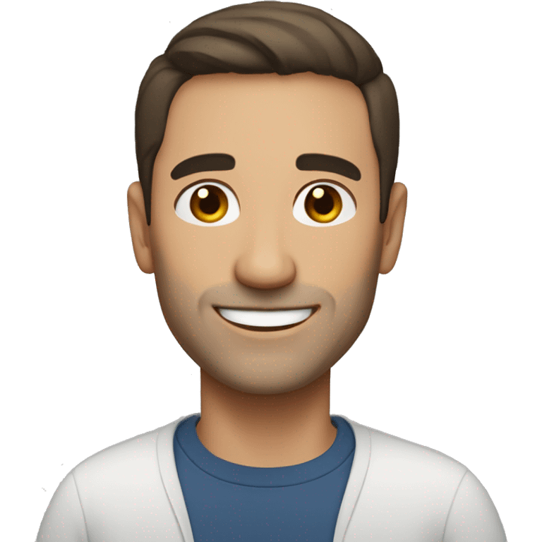 A man, 40-45 years old, European, with short hair, dark brown hair, smiling kindly emoji