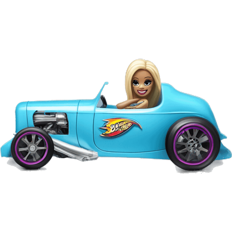 Side view Baby blue Barbie Hot wheels Bone Shaker street rod emoji