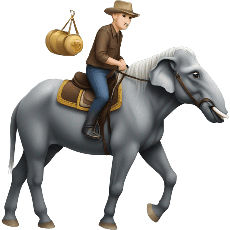 A horse riding an elephant emoji