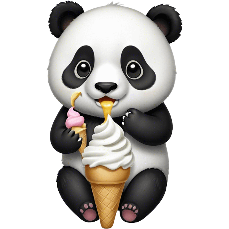 Panda eating ice cream emoji