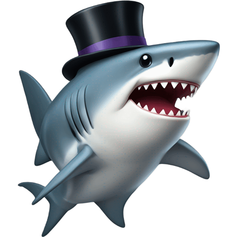 Shark with a top hat emoji