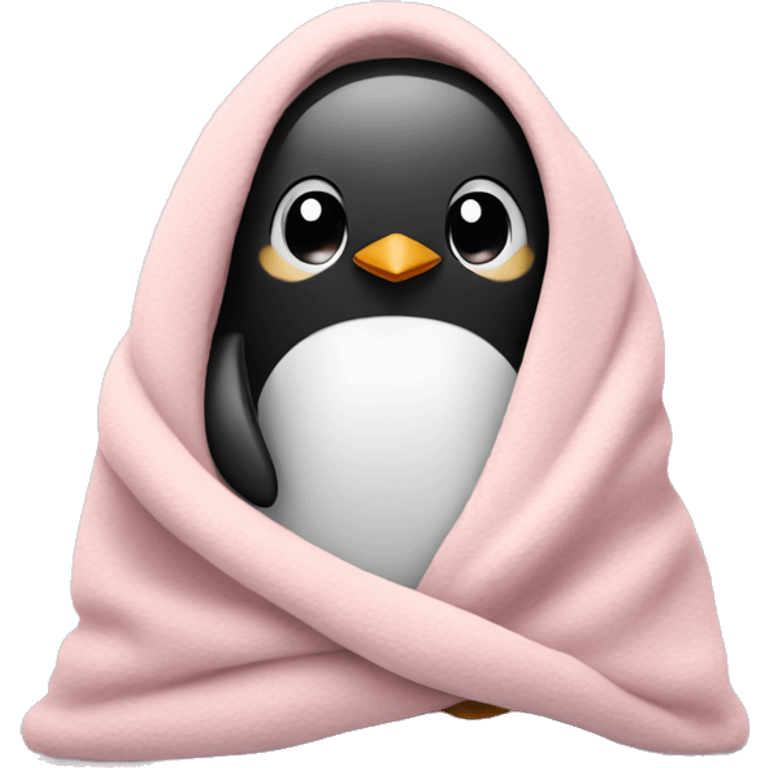 Cozy penguin in light pink blanket  emoji