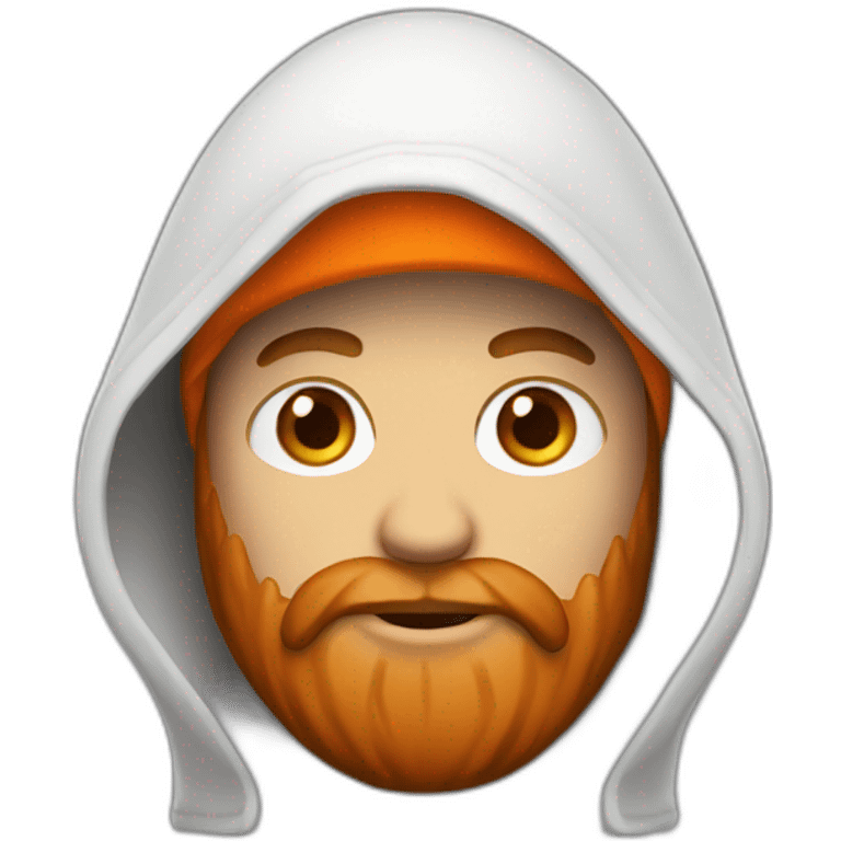 hooded white dude with a brown beard with an orange backwards hat emoji