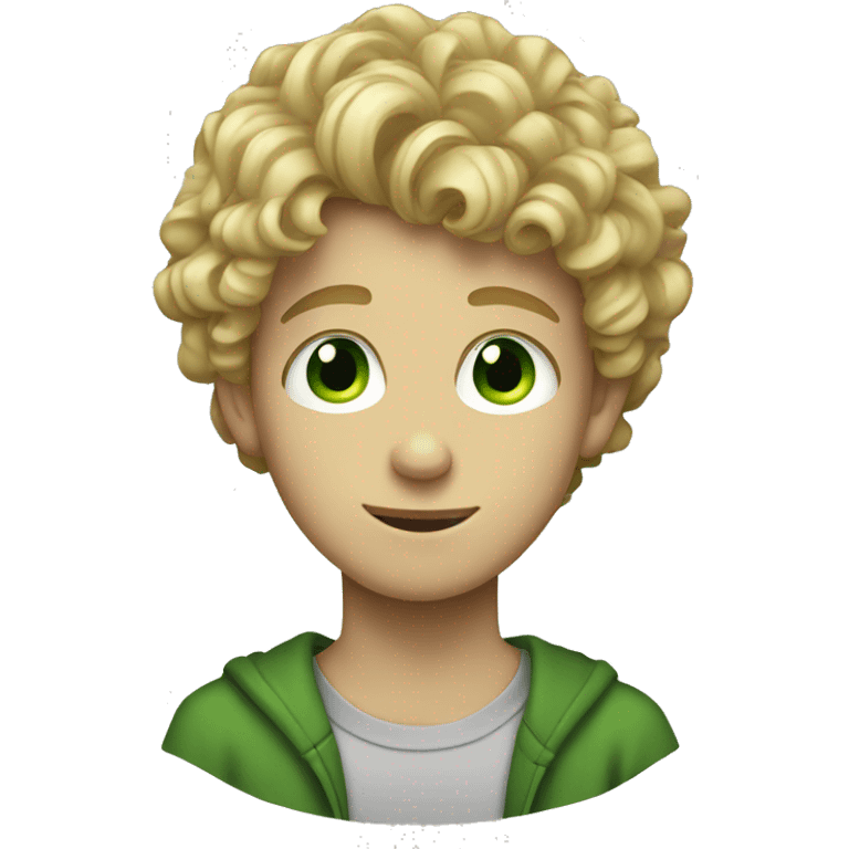 a boy teenager with curly blonde hair and green eyes emoji