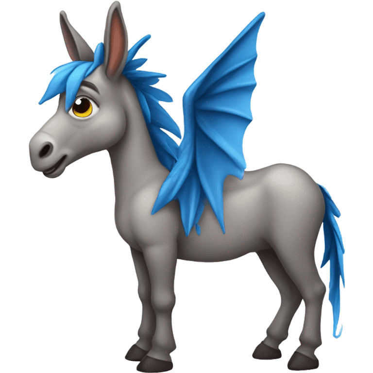 cute Donkey with blue dragon wings emoji