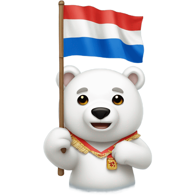 white bear holding a russian flag emoji