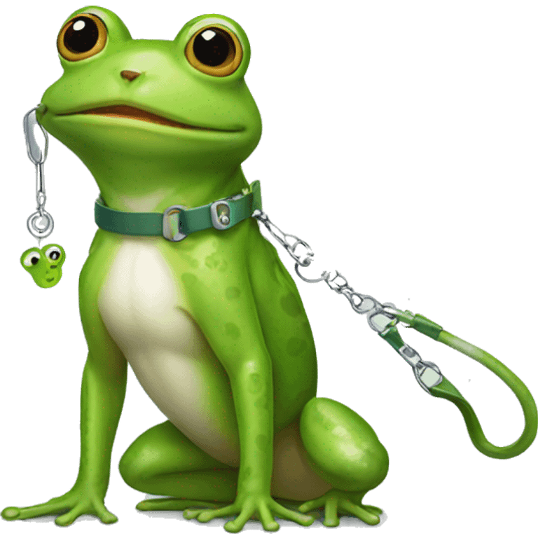 Frog with a dog on a leash emoji