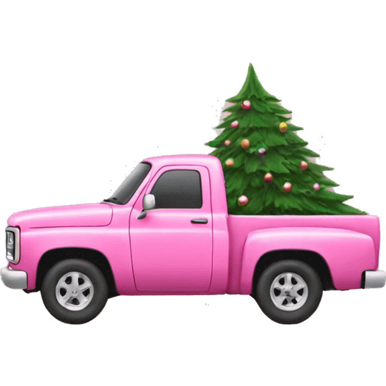 Pink pickup with Christmas tree  emoji