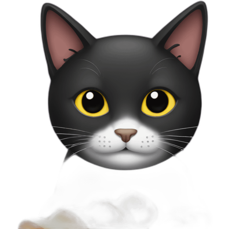 Black cat with baguette emoji