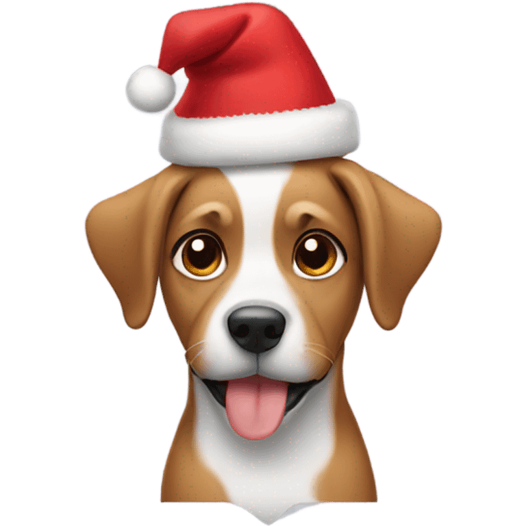 dog wearing christmas hat emoji