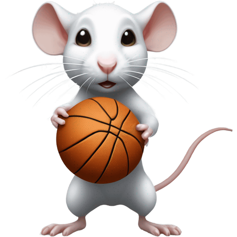 White rat playing basketball  emoji