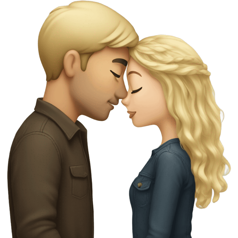 brown hair girl kissing blonde hair man emoji