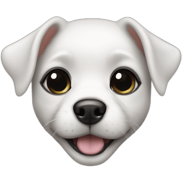 Small dog face white head with black spots on the eyes emoji