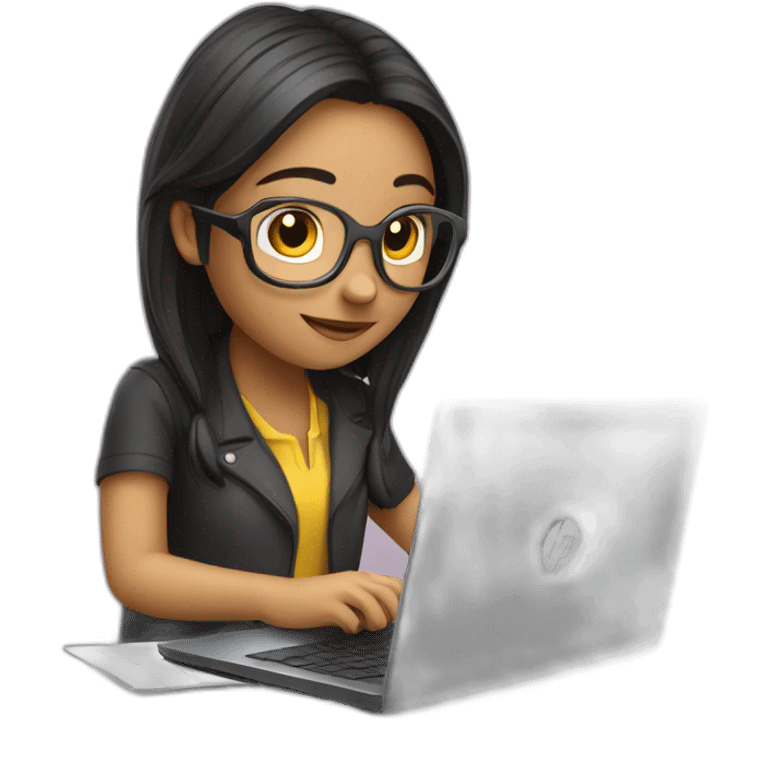 A Programmer Girl coding on her hp laptop emoji