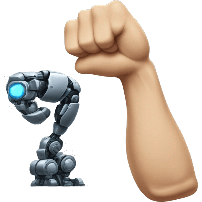 Flexing bicep with a robot hand emoji