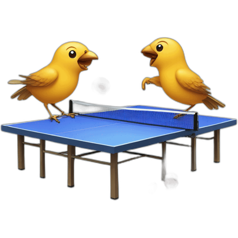 two birds playing ping pong emoji