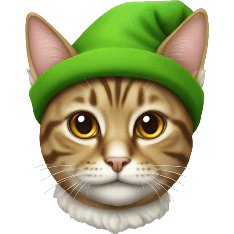 Tabby cat with elf hat emoji