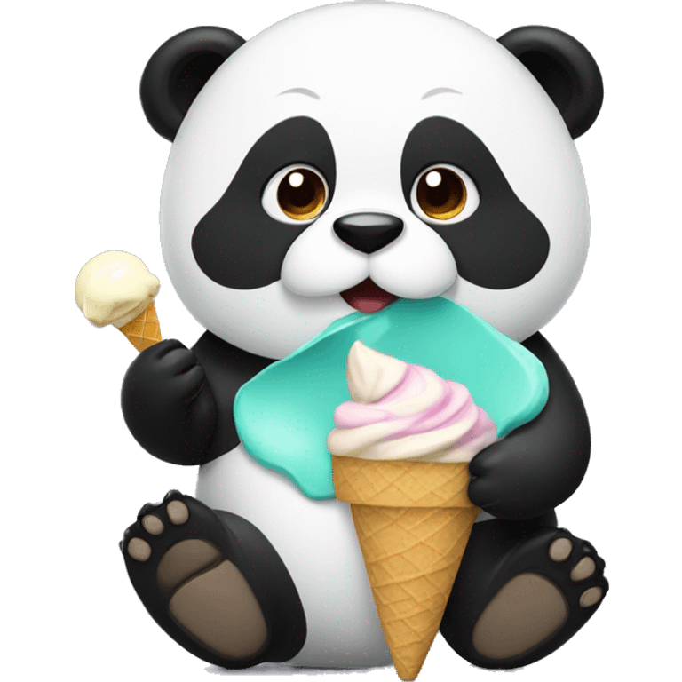 Panda eating ice cream emoji