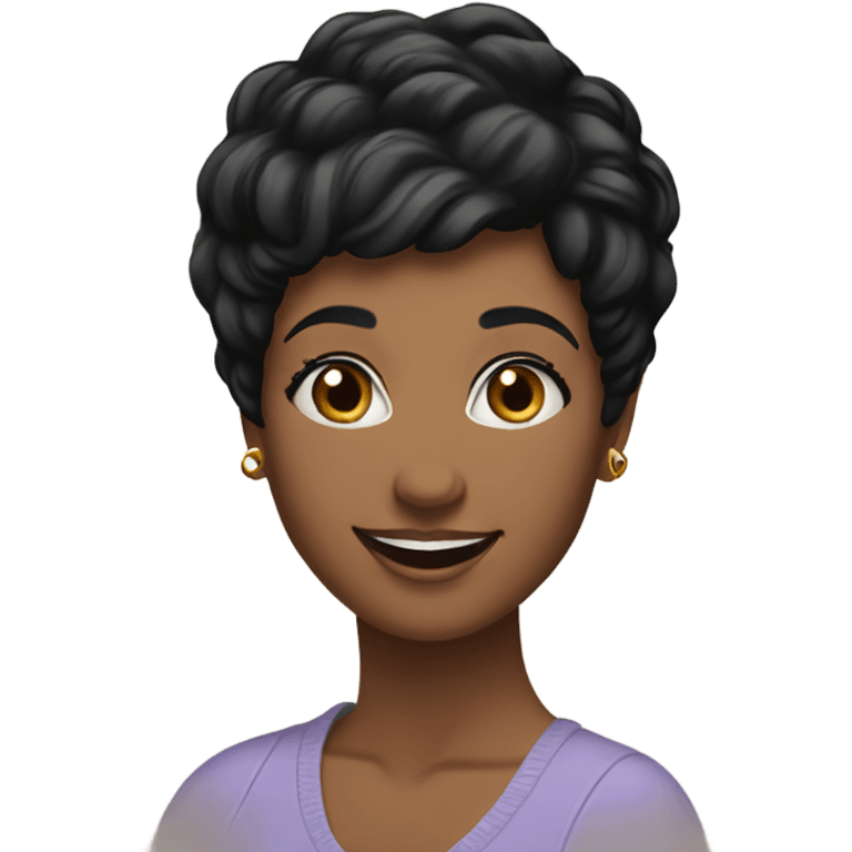 woman short pixie cut smiling, black hair emoji