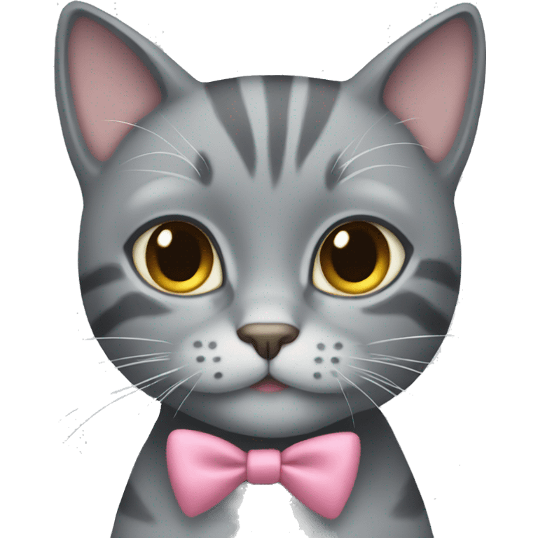 grey cat with a bow emoji