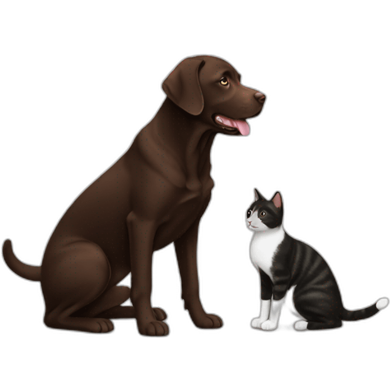 Chocolate labrador with cat black and white emoji