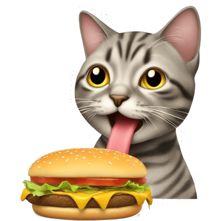 Cat eating cheeseburger emoji